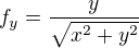 $f_y=\frac{y}{\sqrt{x^2+y^2}}$