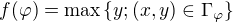 $f(\varphi)=\max\{y;(x,y)\in\Gamma_\varphi\}$