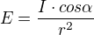 kopírovat do textarea $E=\frac{I\cdot cos\alpha }{r^{2}}$
