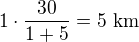 kopírovat do textarea $1\cdot\frac{30}{1+5}=5\,\,\text{km}$