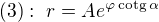 $(3):\ r=Ae^{\varphi\,\text{cotg}\,\alpha}$