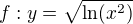 $f : y = \sqrt{\ln(x^2)}$