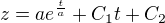 $z=ae^{\frac{t}{a}}+C_1t+C_2$