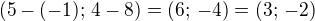 $(5-(-1);\,4-8)=(6;\,-4)=(3;\,-2)$