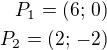 $P_1=(6;\,0)\\P_2=(2;\,-2)$