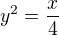 ${y}^{2} = \frac{x}{4}$