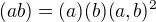 kopírovat do textarea $(ab) = (a)(b)(a,b)^2$