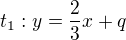 $t_1:y=\frac23 x+q$