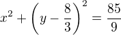 $x^2+\(y-\frac83\)^2=\frac{85}{9}$