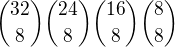 kopírovat do textarea ${32\choose8} {24\choose8} {16\choose8}{8\choose8} $