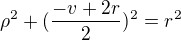 $\rho^2+(\frac{-v+2r}{2})^2=r^2$