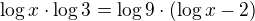 kopírovat do textarea $\log x\cdot\log 3=\log 9\cdot ( \log x -2)$