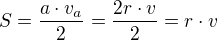 kopírovat do textarea $S=\frac{a\cdot v_a}{2}=\frac{2r\cdot v}{2}=r\cdot v$