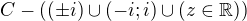 kopírovat do textarea $C-((\pm i)\cup (-i;i)\cup (z\in \mathbb{R}))$