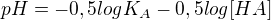 $pH=-0,5logK_{A}-0,5log[HA]$
