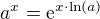 kopírovat do textarea $a^{x}=\mathrm{e}^{x\cdot \ln (a)}$