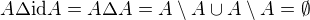 $A \Delta \mathrm{id}A=A \Delta A = A\setminus A \cup A \setminus A= \emptyset$