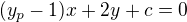 $(y_p-1)x+2y+c=0$