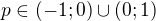 $ p \in (-1; 0) \cup (0;1) $