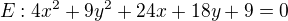 $E:4x^2+9y^2+24x+18y+9=0$