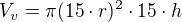 $V_v=\pi (15\cdot r)^2\cdot 15 \cdot h$
