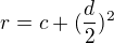 $r=c+(\frac d2)^2$