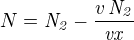 kopírovat do textarea $N={\it N_2}-{{v\,{\it N_2}}\over{{\it vx}}}$