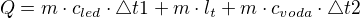 $Q=m\cdot c_{led}\cdot \triangle t1+m\cdot l_{t}+m\cdot c_{voda}\cdot \triangle t2$