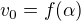 $v_{0}=f(\alpha )$