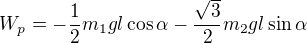 kopírovat do textarea $W_p=-\frac12m_1gl\cos\alpha-\frac{\sqrt3}2m_2gl\sin\alpha$