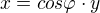 $x = cos \varphi \cdot y$
