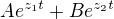 $Ae^{z_1t}+Be^{z_2t}$