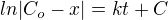 $ln|C_{o}-x|=kt+C$