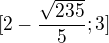 $[2-\frac{\sqrt{235}}{5}; 3]$