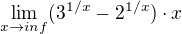 $\lim_{x\to inf}(3^{1/x}-2^{1/x})\cdot x$