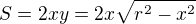 $S=2xy=2x\sqrt{r^2-x^2}$