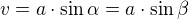 $v=a\cdot\sin\alpha=a\cdot\sin\beta$