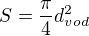 $S=\frac{\pi }{4}d_{vod}^{2}$