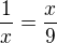 kopírovat do textarea $\frac{1}{x}=\frac{x}{9}$