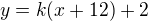 $y=k(x+12)+2$
