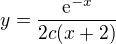 kopírovat do textarea $y=\frac{\mathrm{e}^{-x}}{2c(x+2)}$
