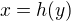 $x=h(y)$