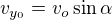 $v_{y_0}=v_o \sin \alpha$