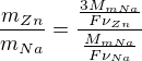 $\frac{m_{Zn}}{m_{Na}}=\frac{\frac{3M_{mNa}}{F\nu _{Zn}}}{\frac{M_{mNa}}{F\nu _{Na}}}$