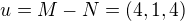 $u=M-N=(4,1,4)$