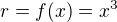 $r=f(x)=x^3$