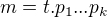 $ m= t.p_1...p_k$