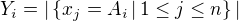 $Y_i=|\{x_j=A_i\,|\,1\leq j\leq n\}|$