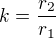 kopírovat do textarea $k=\frac{r_2}{r_1}$