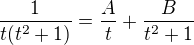 kopírovat do textarea $\frac{1}{t(t^2+1)}=\frac{A}{t}+\frac{B}{t^2+1}$